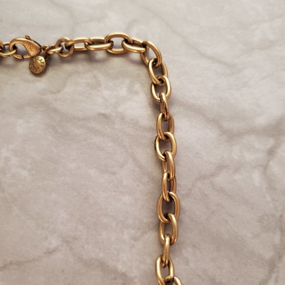 ✨ J.Crew Rhinestones Crystals Shield Cluster Antiqued Statement Necklace ✨ - Picture 13 of 16